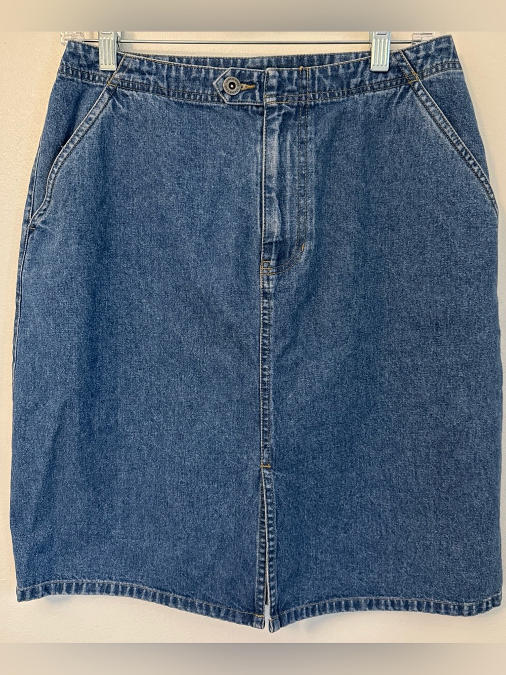 Liz Claiborne Lizwear Jeans Blue Denim Skirt LWMU3673 Womens Size 8 Cotton Midi